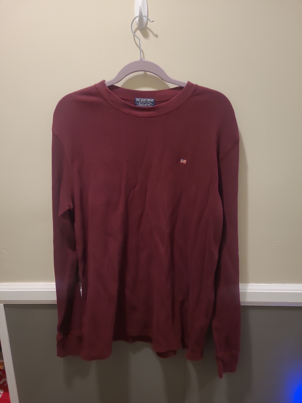 Polo Jeans Company Men’s maroon waffle knit long sleeve shirt size XL Thermal